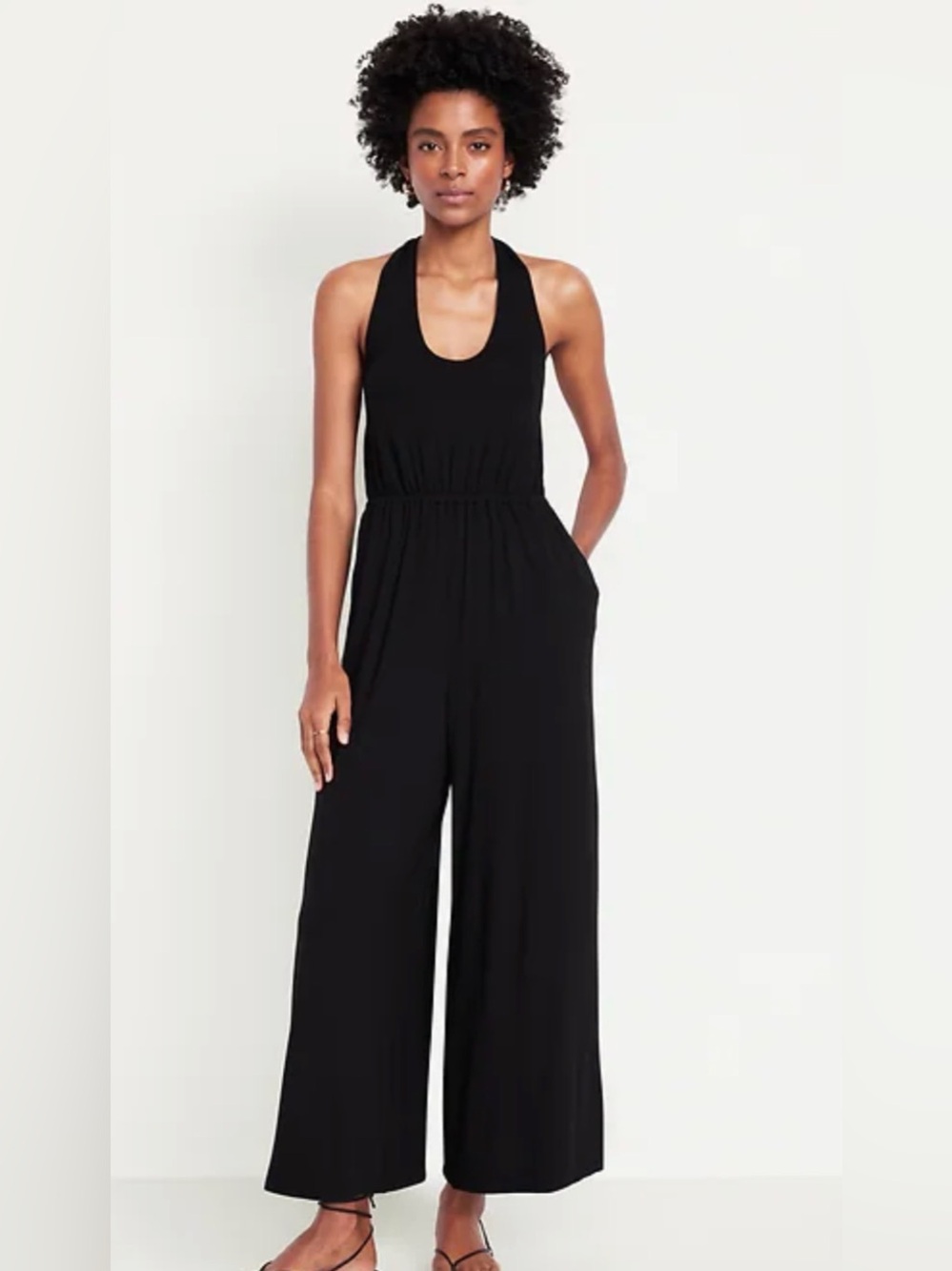 Old Navy Black Wide-Leg Halter Jumpsuit - Picture 1 of 4